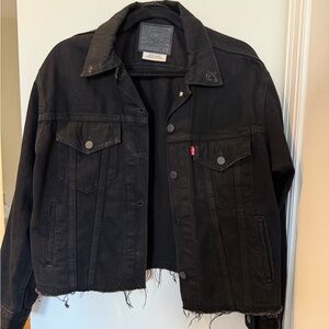 Levi's Black Denim Jacket with Leather Patch